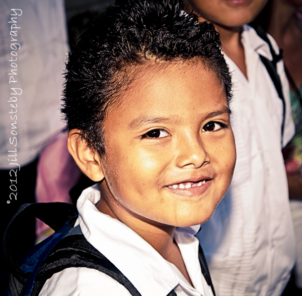 A little boy from public school in Utila, Honduras